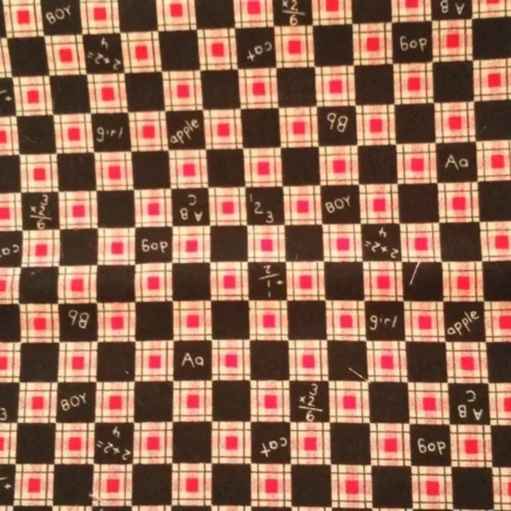 FABRIC #1176 - Cotton - Plaid Chalkboard Classroom Patchwork Teacher 3 pieces